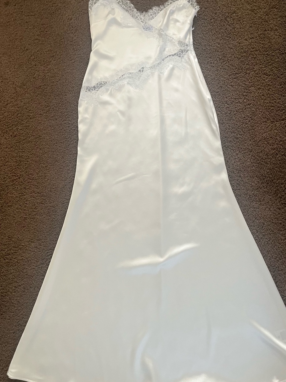 Peppermayo Velisse Maxi White Satin Lace Trim Slip Gown Dress 8 - Picture 6 of 9